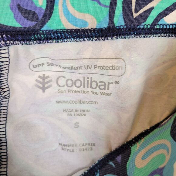 Coolibar Womens UPF Floral Pull On Stretch Capris Shorts Size Small Blue Summer - Picture 2 of 5